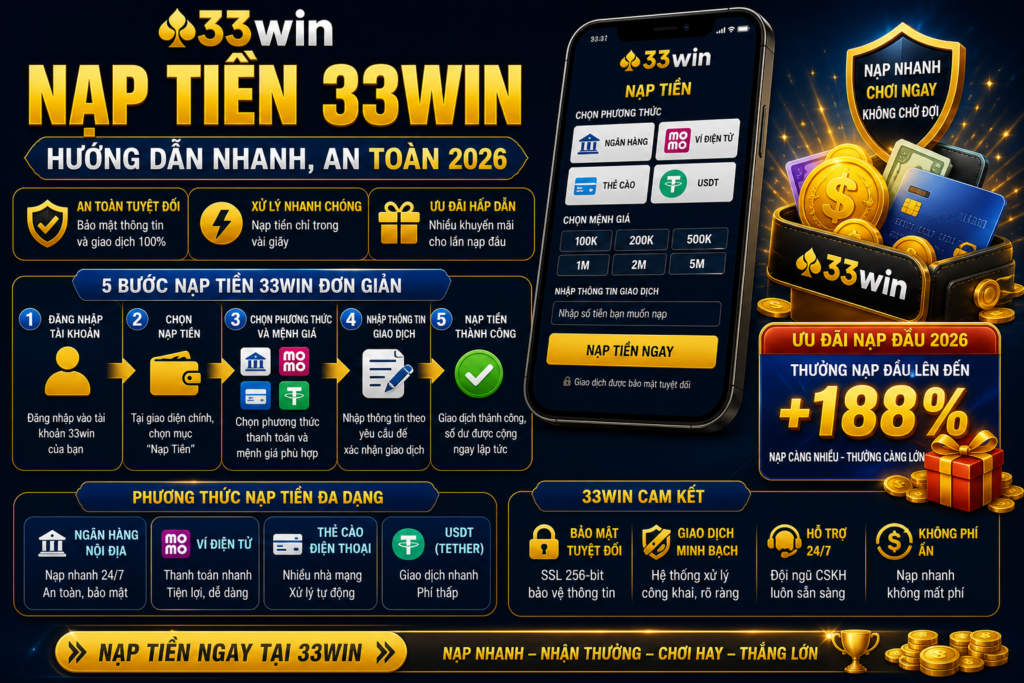 Nạp Tiền 33win – Hướng Dẫn Nhanh, An Toàn 2026